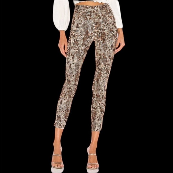 We The Free Faux Snakeskin Print Raw Hem Ankle High Rise Jeggings Sz.31 NWT - Picture 2 of 16
